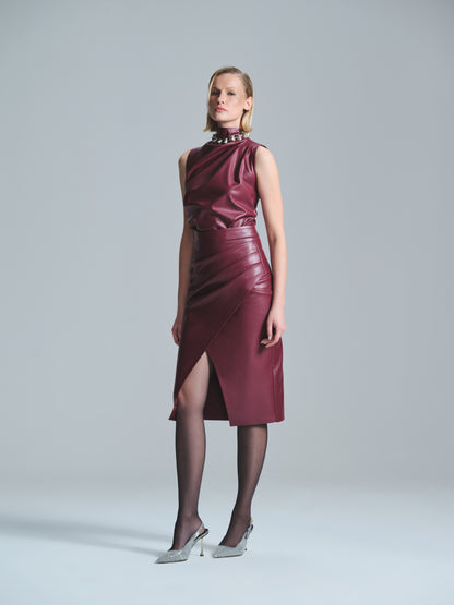 LOUISE CLARET SKIRT